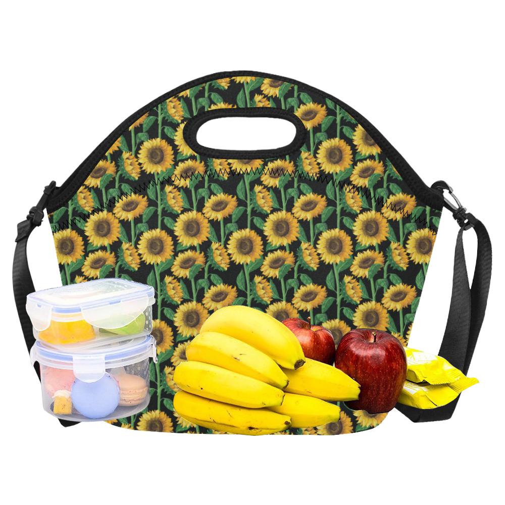 Sunflower Realistic Print Pattern Neoprene Lunch Bag (Model 1669)(Large)-JTAMIGO.COM