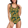 Sunflower Realistic Print Pattern One Piece Swimsuit-JTAMIGO.COM