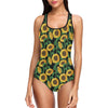 Sunflower Realistic Print Pattern One Piece Swimsuit-JTAMIGO.COM