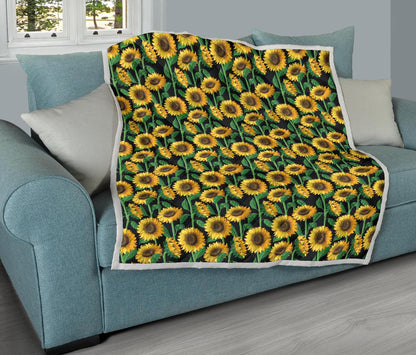 Sunflower Realistic Print Pattern Premium Quilt-JTAMIGO.COM
