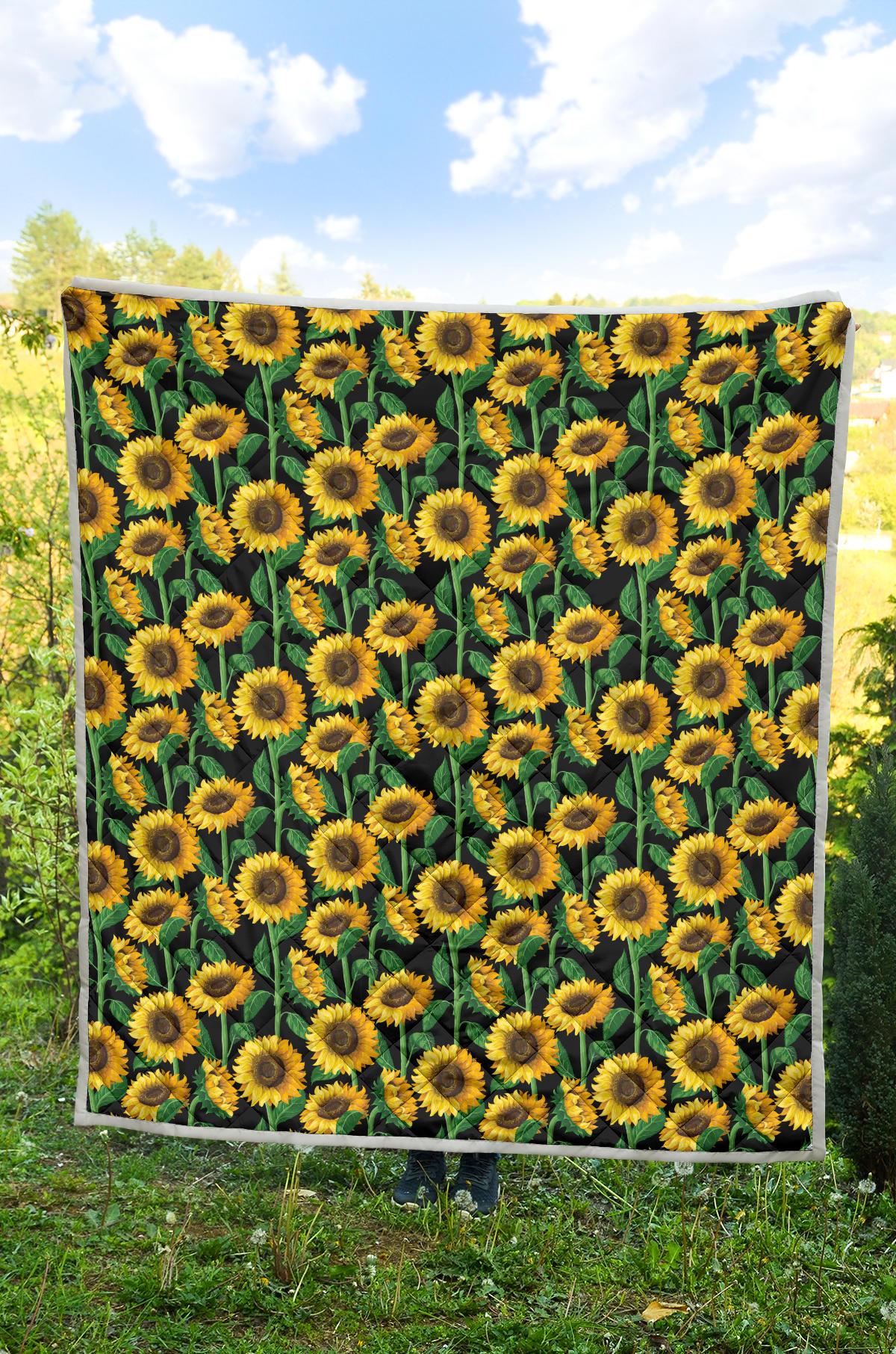 Sunflower Realistic Print Pattern Premium Quilt-JTAMIGO.COM