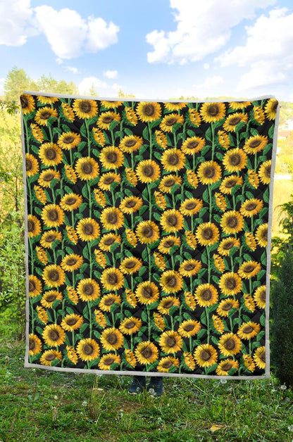 Sunflower Realistic Print Pattern Premium Quilt-JTAMIGO.COM
