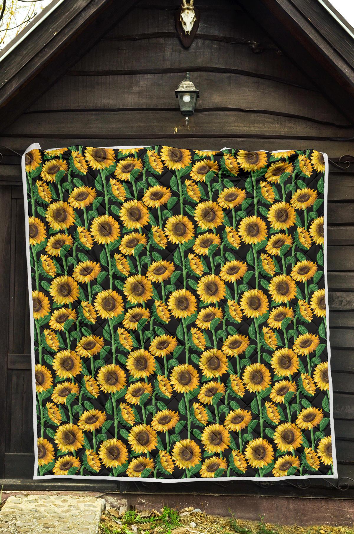 Sunflower Realistic Print Pattern Premium Quilt-JTAMIGO.COM