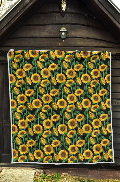 Sunflower Realistic Print Pattern Premium Quilt-JTAMIGO.COM
