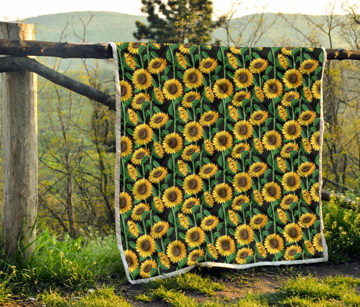 Sunflower Realistic Print Pattern Premium Quilt-JTAMIGO.COM