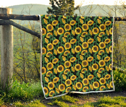 Sunflower Realistic Print Pattern Premium Quilt-JTAMIGO.COM