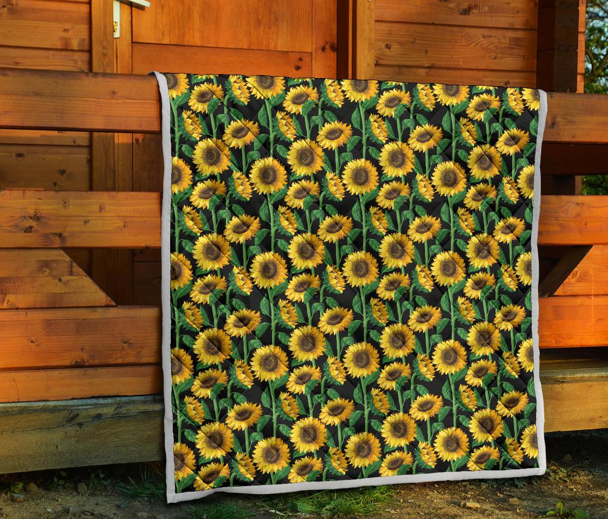 Sunflower Realistic Print Pattern Premium Quilt-JTAMIGO.COM