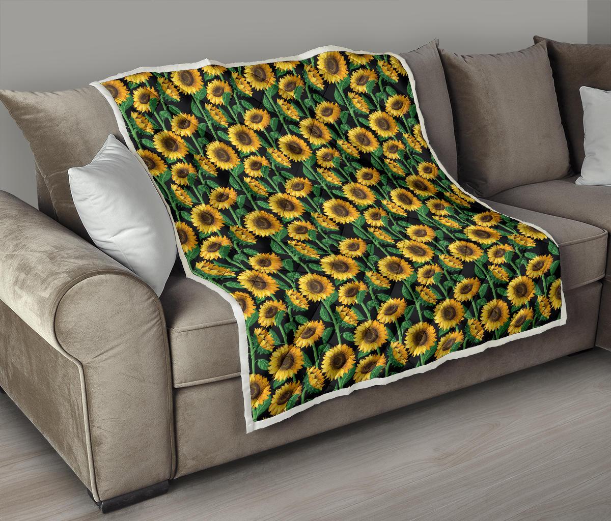 Sunflower Realistic Print Pattern Premium Quilt-JTAMIGO.COM