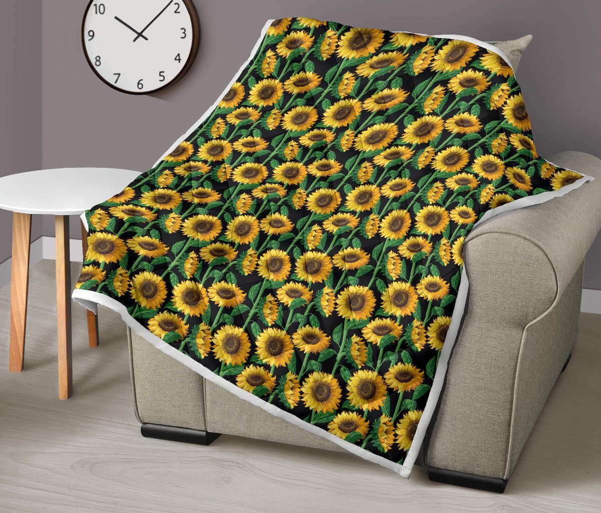 Sunflower Realistic Print Pattern Premium Quilt-JTAMIGO.COM