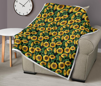 Sunflower Realistic Print Pattern Premium Quilt-JTAMIGO.COM