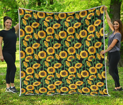 Sunflower Realistic Print Pattern Premium Quilt-JTAMIGO.COM