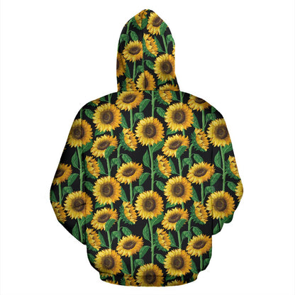 Sunflower Realistic Print Pattern Pullover Hoodie