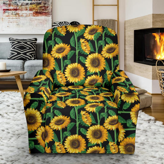 Sunflower Realistic Print Pattern Single Sofa Slipcover -JTAMIGO.COM