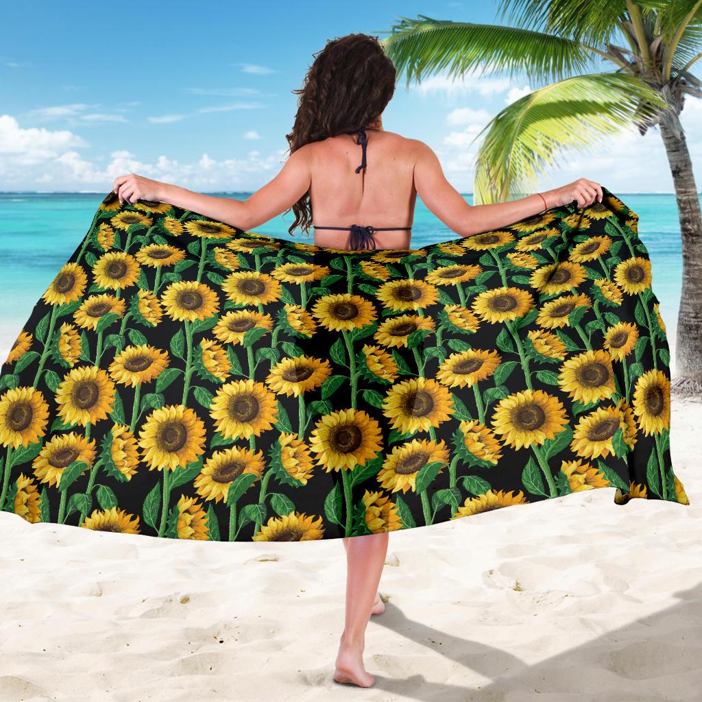 Sunflower Realistic Print Pattern Sarong Pareo Wrap