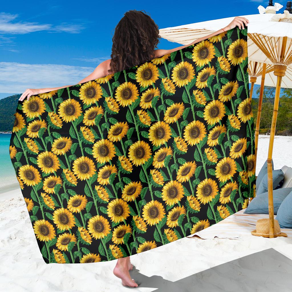 Sunflower Realistic Print Pattern Sarong Pareo Wrap
