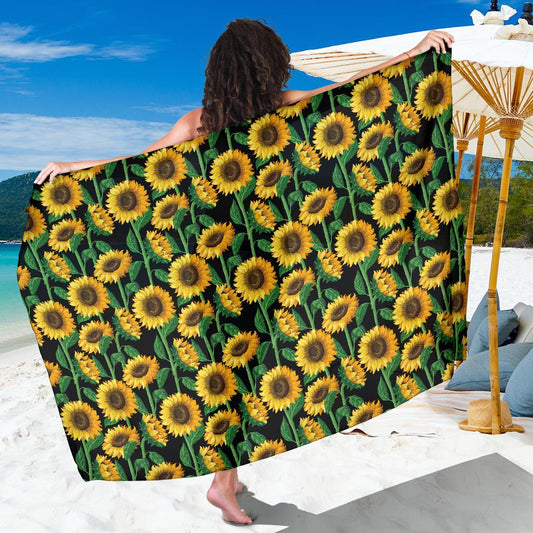Sunflower Realistic Print Pattern Sarong Pareo Wrap