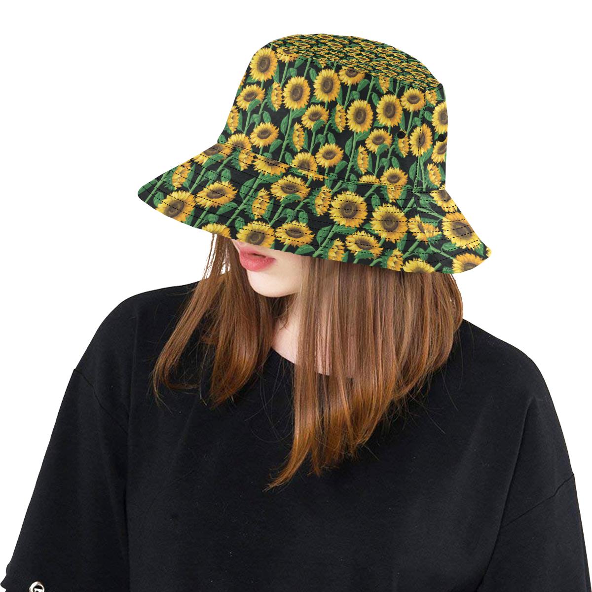 Sunflower Realistic Print Pattern Unisex Bucket Hat