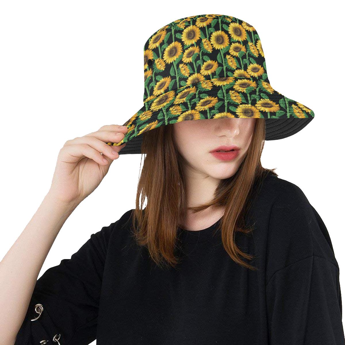Sunflower Realistic Print Pattern Unisex Bucket Hat