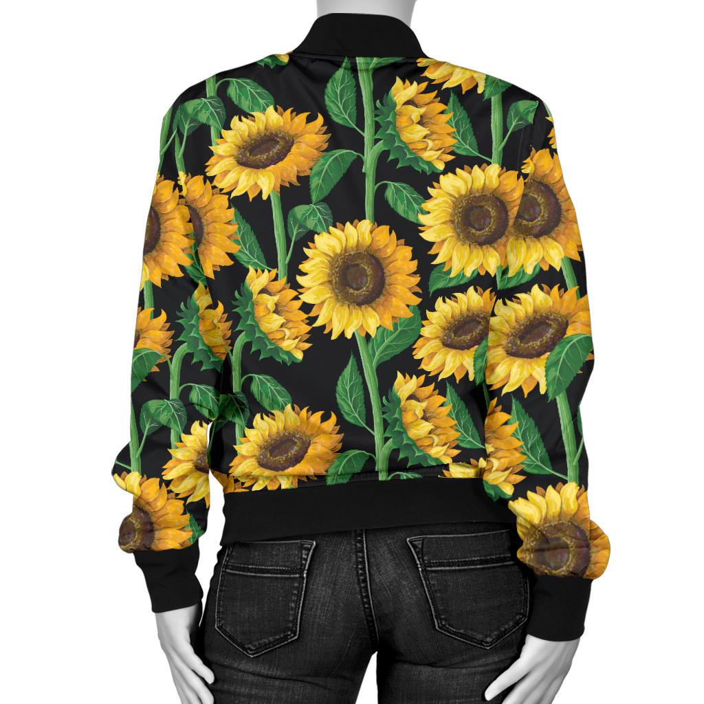 Sunflower Realistic Print Pattern Women Casual Bomber Jacket