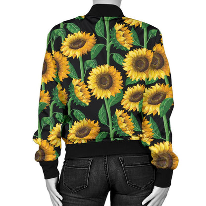 Sunflower Realistic Print Pattern Women Casual Bomber Jacket