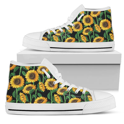 Sunflower Realistic Print Pattern Women High Top Shoes