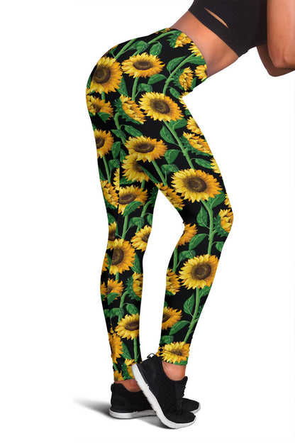 Sunflower Realistic Print Pattern Women Leggings