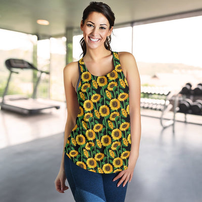 Sunflower Realistic Print Pattern Women Racerback Tank Top