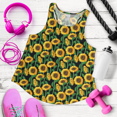Sunflower Realistic Print Pattern Women Racerback Tank Top