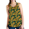 Sunflower Realistic Print Pattern Women Racerback Tank Top