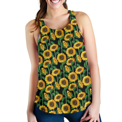 Sunflower Realistic Print Pattern Women Racerback Tank Top