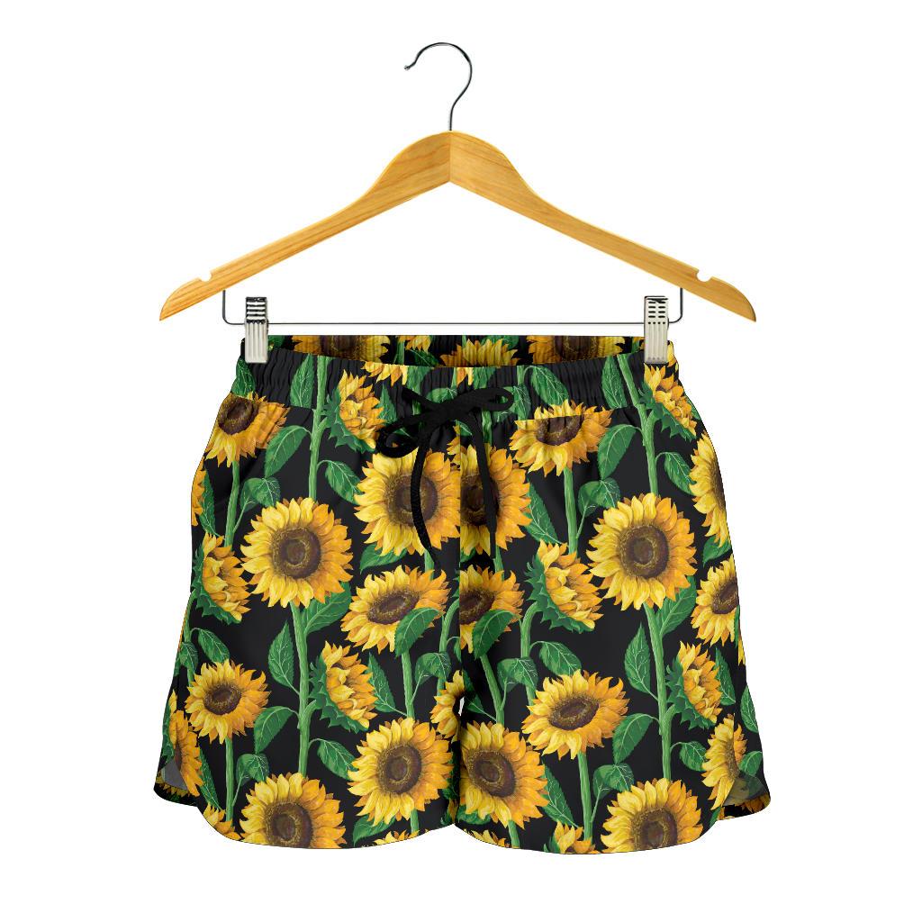 Sunflower Realistic Print Pattern Women Shorts-JTAMIGO.COM