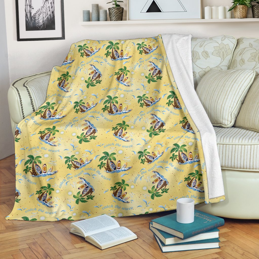 Surf Catch the Wave Design Fleece Blanket