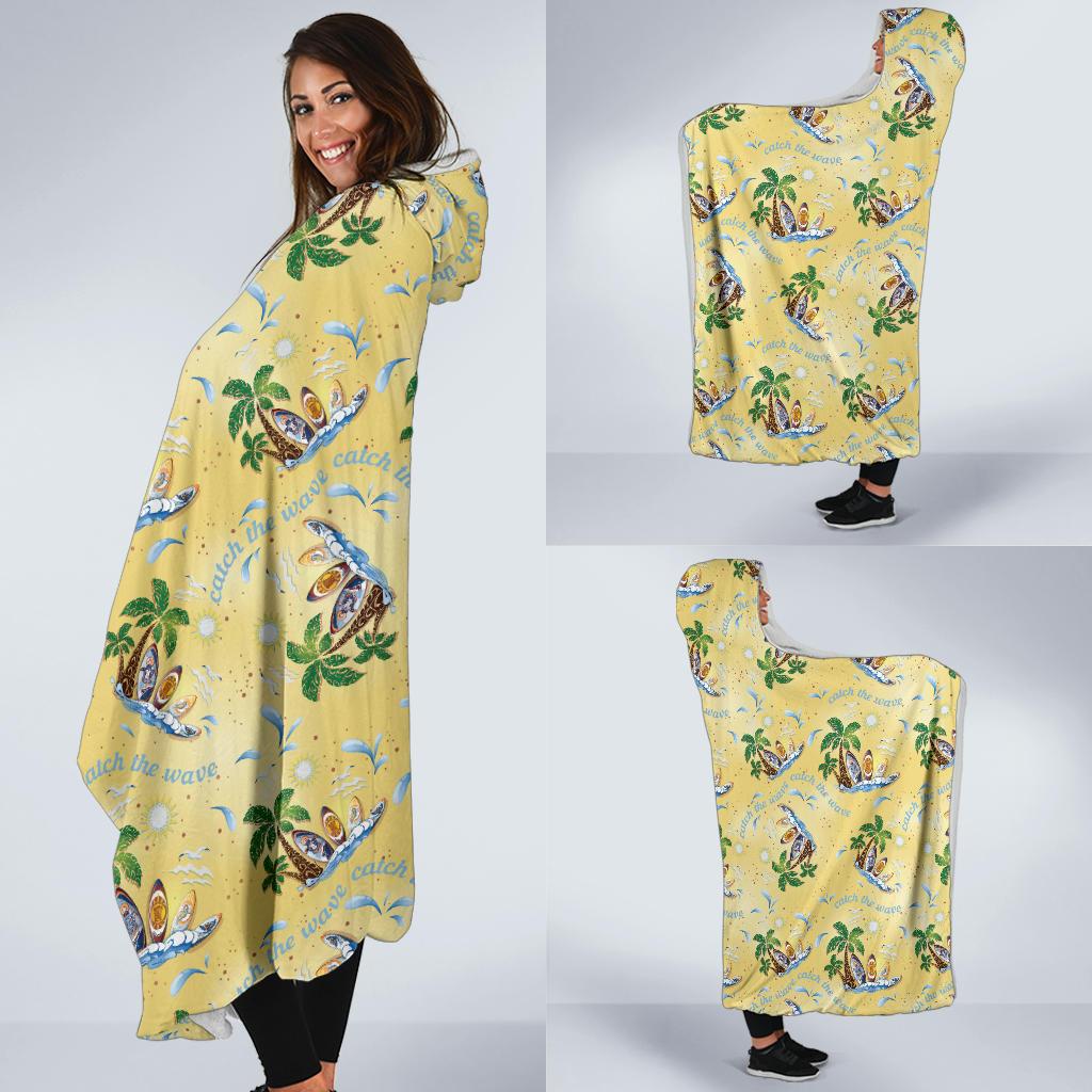 Surf Catch the Wave Design Hooded Blanket-JTAMIGO.COM
