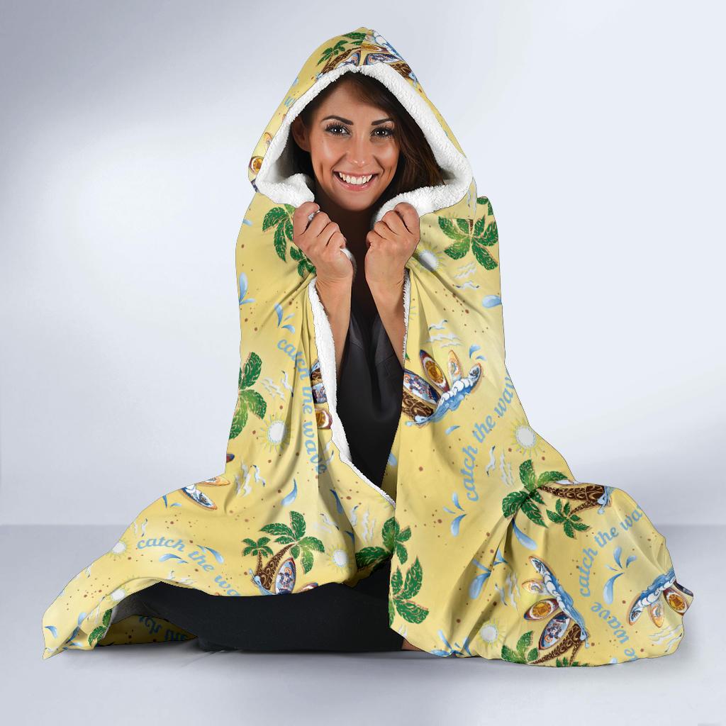 Surf Catch the Wave Design Hooded Blanket-JTAMIGO.COM