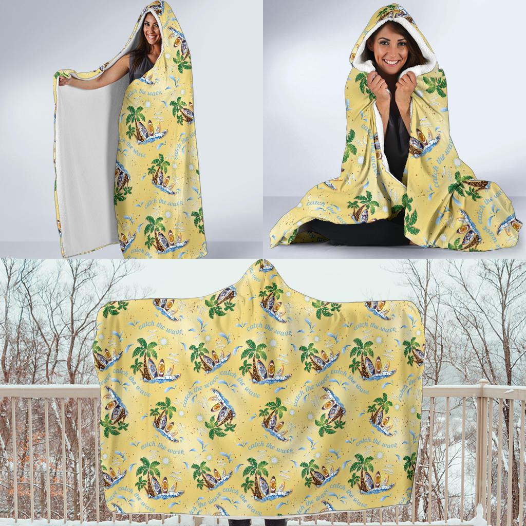 Surf Catch the Wave Design Hooded Blanket-JTAMIGO.COM