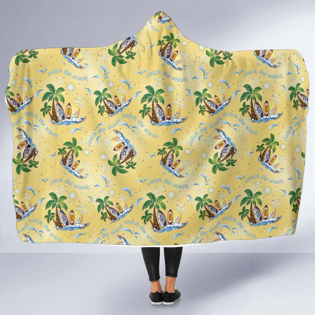 Surf Catch the Wave Design Hooded Blanket-JTAMIGO.COM