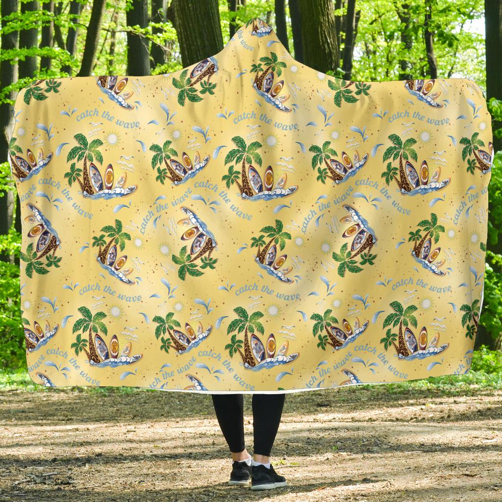 Surf Catch the Wave Design Hooded Blanket-JTAMIGO.COM