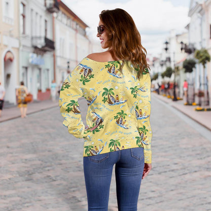 Surf Catch the Wave Design Off Shoulder Sweatshirt