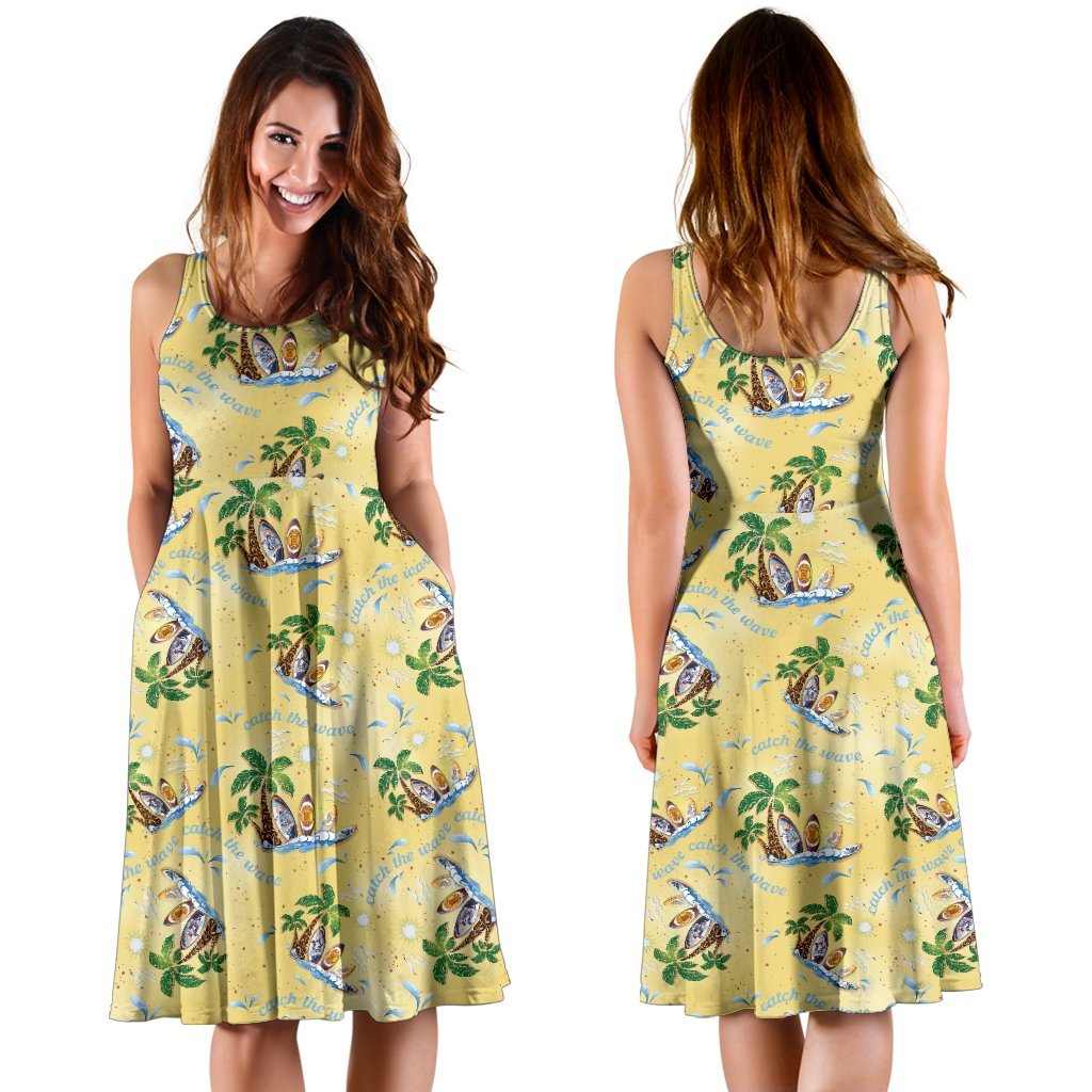Surf Catch the Wave Design Sleeveless Dress