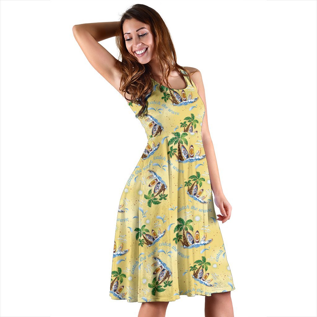 Surf Catch the Wave Design Sleeveless Dress