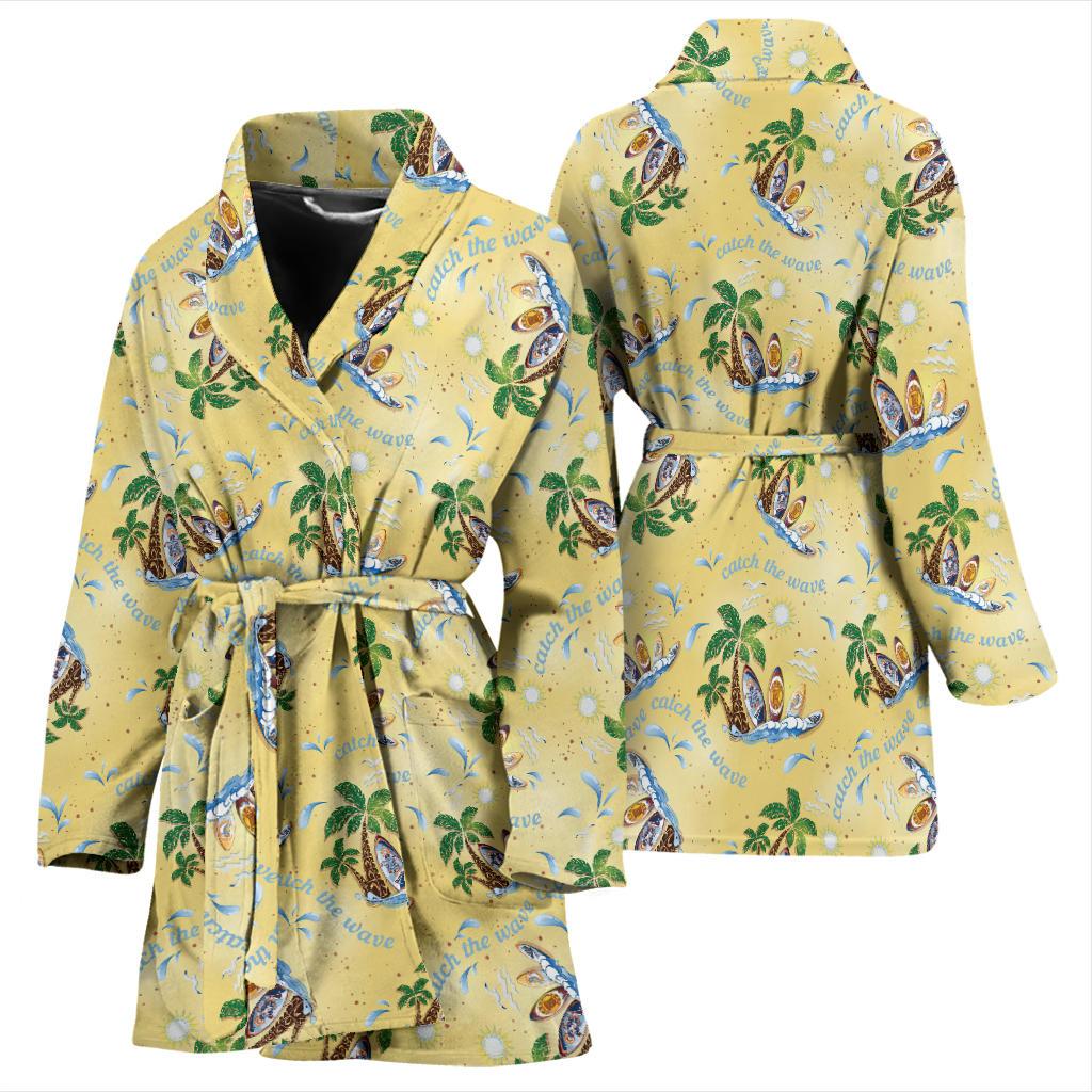 Surf Catch the Wave Design Women Bath Robe-JTAMIGO.COM