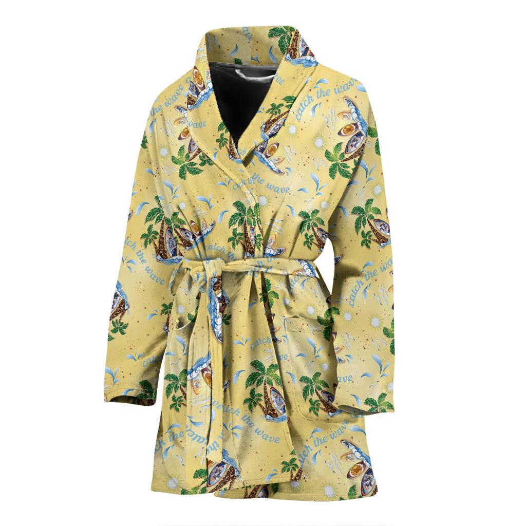 Surf Catch the Wave Design Women Bath Robe-JTAMIGO.COM