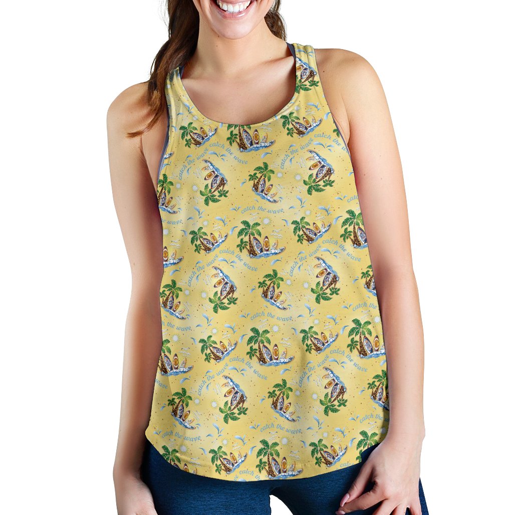 Surf Catch the Wave Design Women Racerback Tank Top