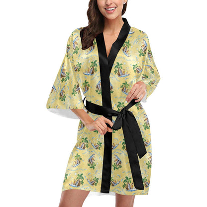Surf Catch the Wave Design Women Short Kimono Robe
