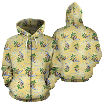 Surf Catch the Wave Design Zip Up Hoodie