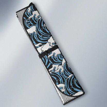 Surf Wave Pattern Print Car Sun Shade For Windshield