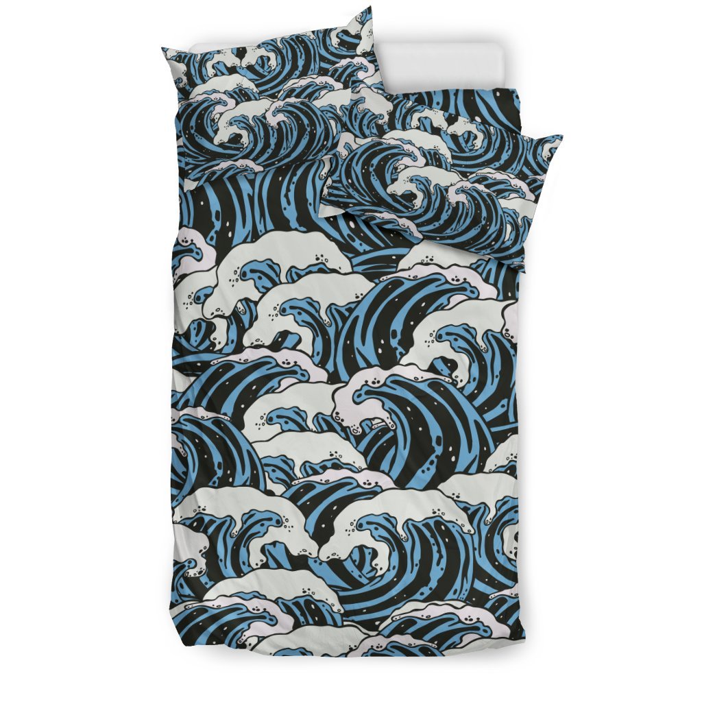 Surf Wave Pattern Print Duvet Cover Bedding Set