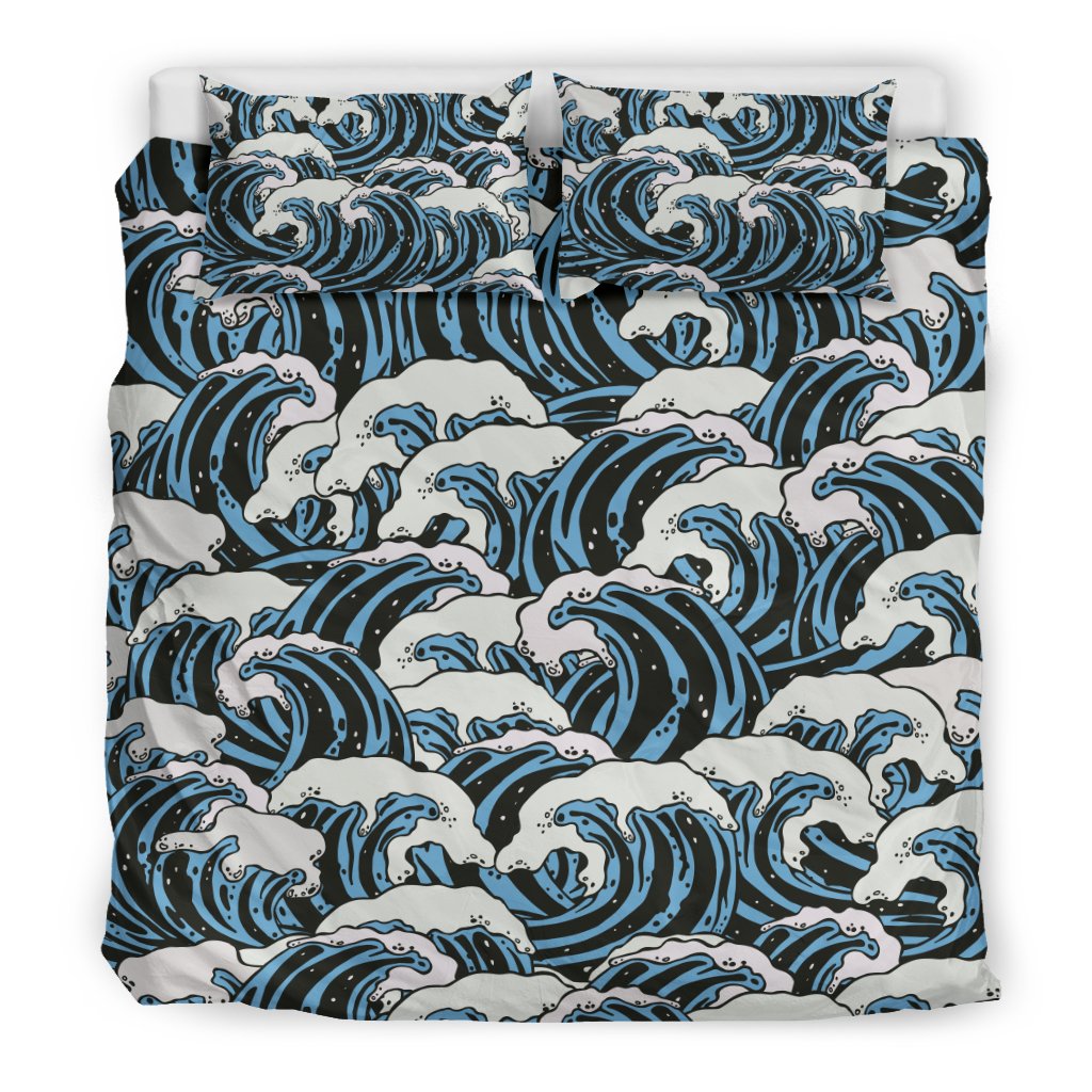 Surf Wave Pattern Print Duvet Cover Bedding Set