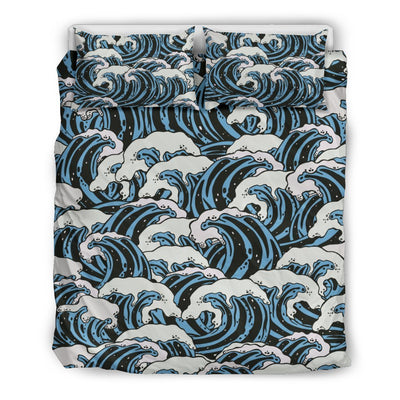 Surf Wave Pattern Print Duvet Cover Bedding Set