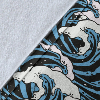 Surf Wave Pattern Print Fleece Blanket